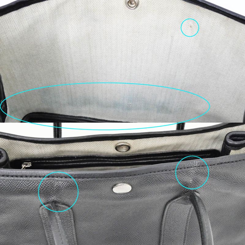 Hermes Garden Party T PM 30 Black Epson T Engraved Leather Hand Tote Bag