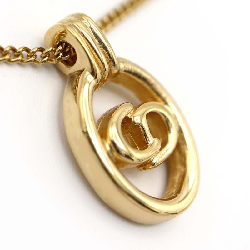 Christian DIOR Necklace CD Logo GP Gold Color Accessories Women M1996