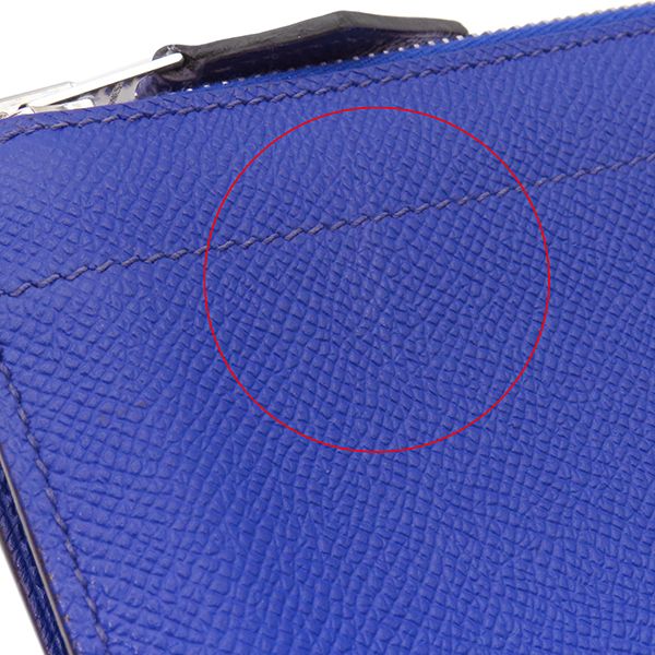 Hermes Clutch Bag Zip Tablet Vaux Epson Blue Electric Silver Hardware Blue