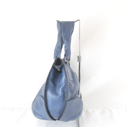 Celine Bittersweet Handbag Leather Blue Stylish Shape Carriage Hardware