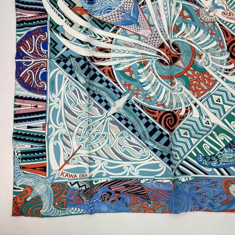 Hermes Carre 90 Silk Scarf Kawa Ora Kawa Ora Multicolor