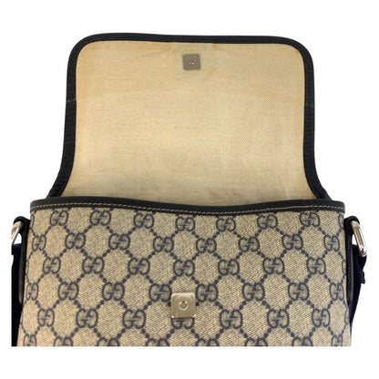 Gucci Gray Navy Silver Hardware GG Supreme Canvas 223666 Shoulder Bag Pochette