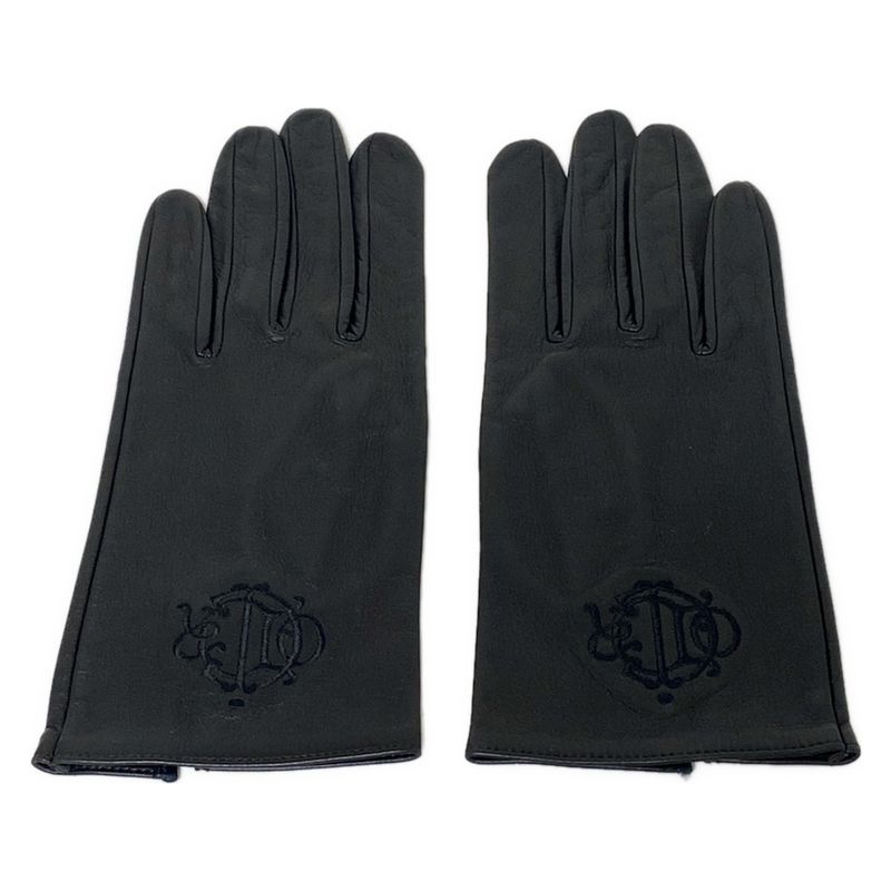 Dior/christian Dior Gloves Women - Black Embroidered Leather