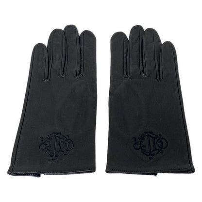 Dior/christian Dior Gloves Women - Black Embroidered Leather