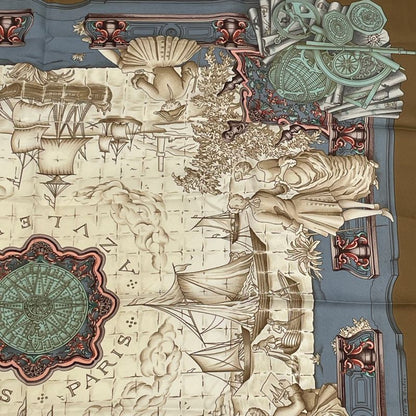 Hermes Carre 90 Azvlejos Noble Ship Scarf Silk Multicolor