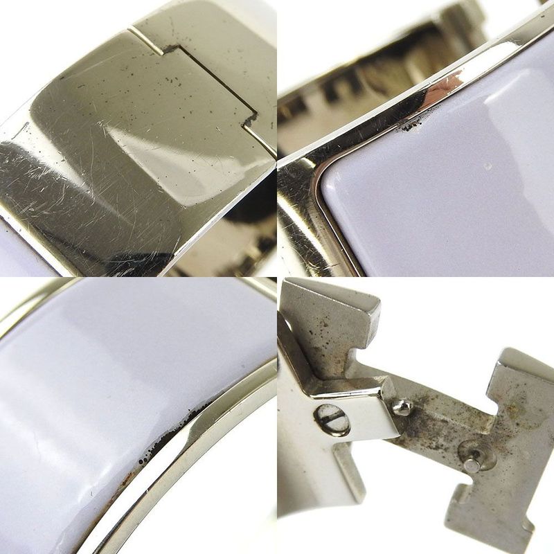Hermes Bracelet Bangle Click Clack Click H Purple Silver Enameled Accessories