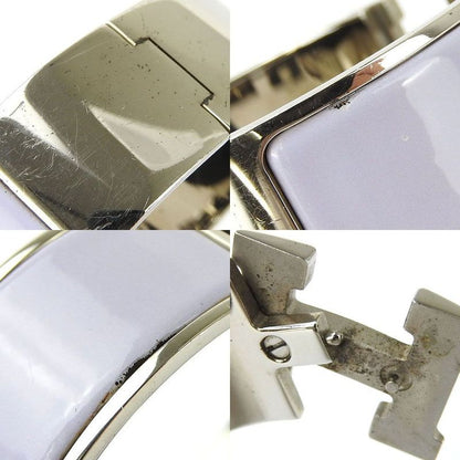Hermes Bracelet Bangle Click Clack Click H Purple Silver Enameled Accessories