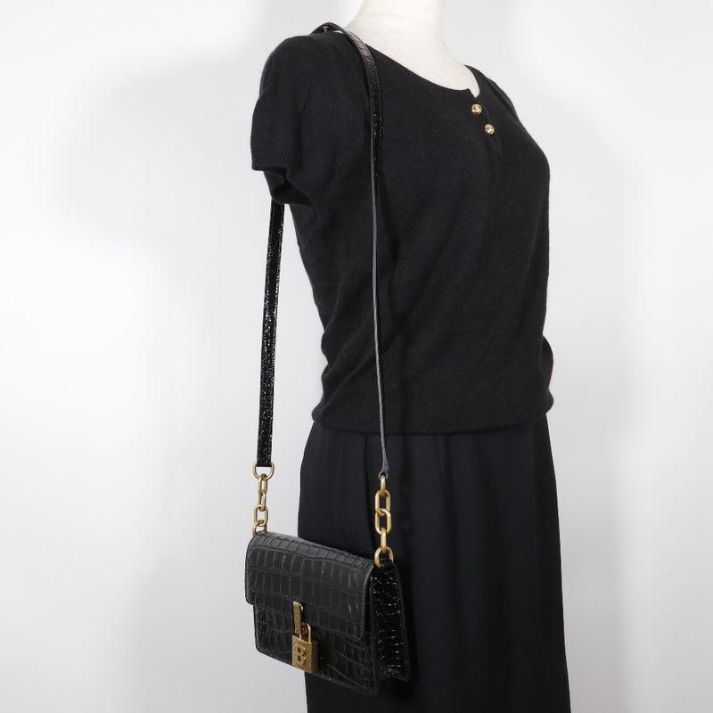 Balenciaga Mini Shoulder 2WAY Clutch Shape Push Leather Black Ladies Shoulder