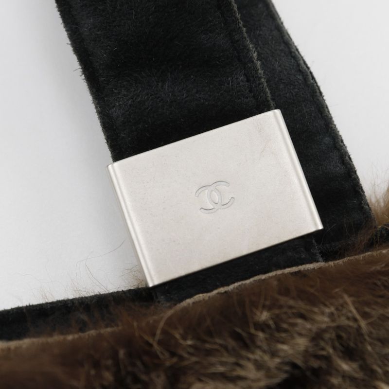 Chanel Coco Mark Tote Bag Rabbit Fur Brown Ladies Handbag