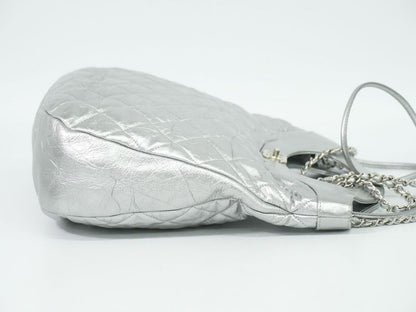 Authentic Chanel 31 Coco Mark 2WAY Chain Shoulder Bag Handbag Leather Silver