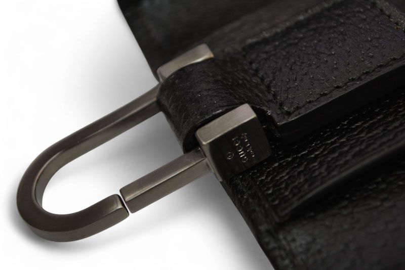 Gucci Outlet Key Case Key Holder Gucci 6-stacks Pigskin Sherry Line Black 033