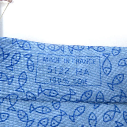 Hermes 100% Silk Alligator Wide Tie Light Blue With Box Made In France Men's