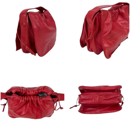 Loewe Drawstring Shape Mini Shoulder Bag Anagram Logo Red Nappa Leather