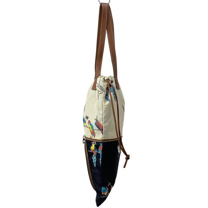 Loewe Tote Bag - Ivory X Dark Navy X Multi Paula's Ibiza / Bird / 2-way /