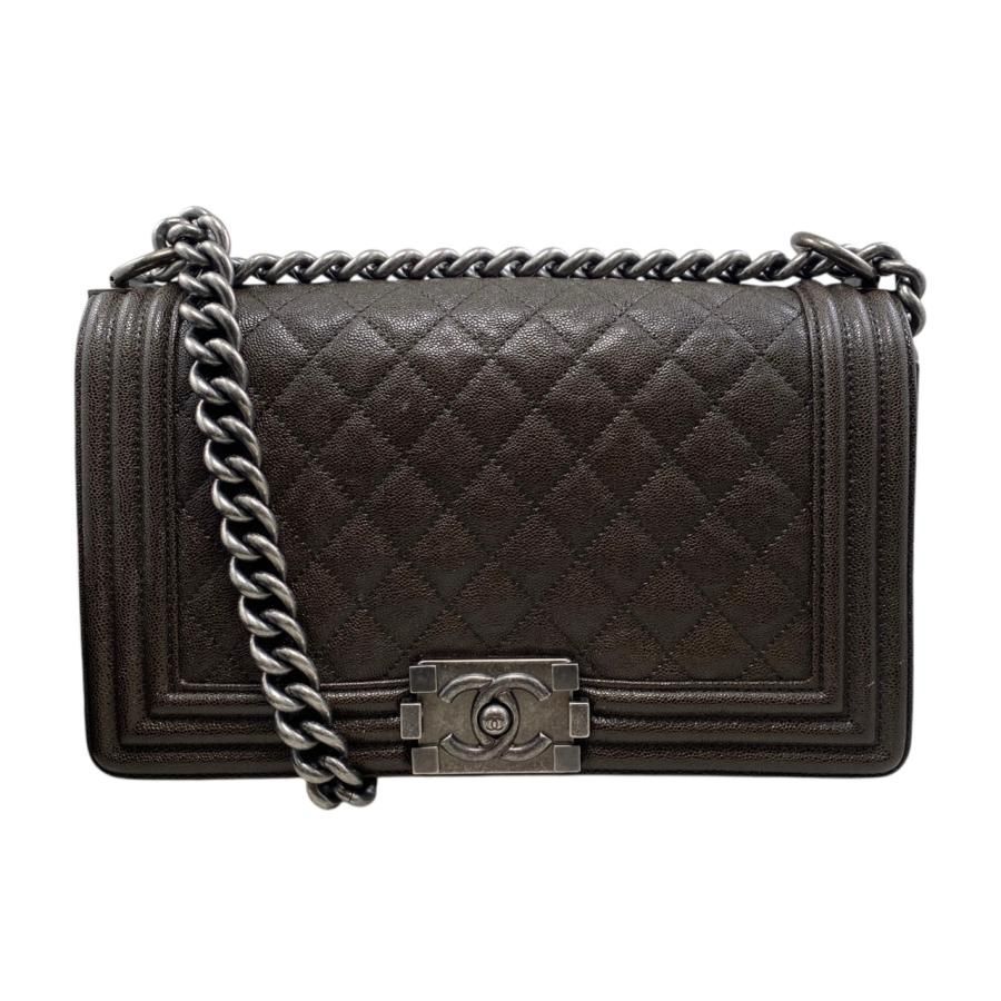 Chanel Boy Chanel Shoulder Bag Chain Bag A67086 Matelasse Caviar Skin Coco Dark