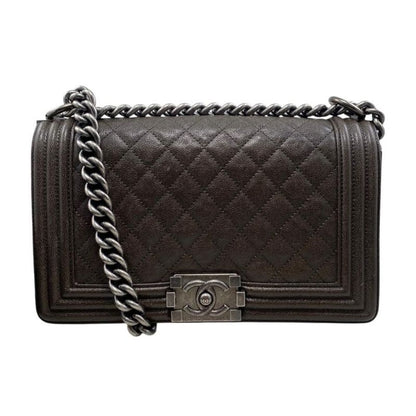Chanel Boy Chanel Shoulder Bag Chain Bag A67086 Matelasse Caviar Skin Coco Dark