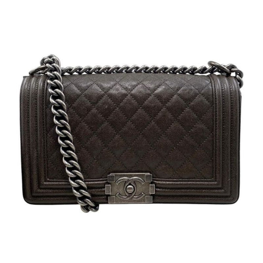 Chanel Boy Chanel Shoulder Bag Chain Bag A67086 Matelasse Caviar Skin Coco Dark