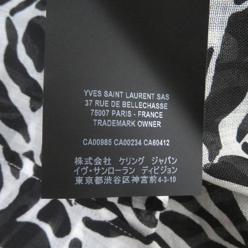 Saint Laurent Paris 2019 564172 100% Wool Light Hand Long Sleeve Zebra Shirt