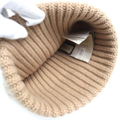 Gucci 764594 Wool Cashmere GG Marmont Double Gleather Patch Knit Cap Knit Cap