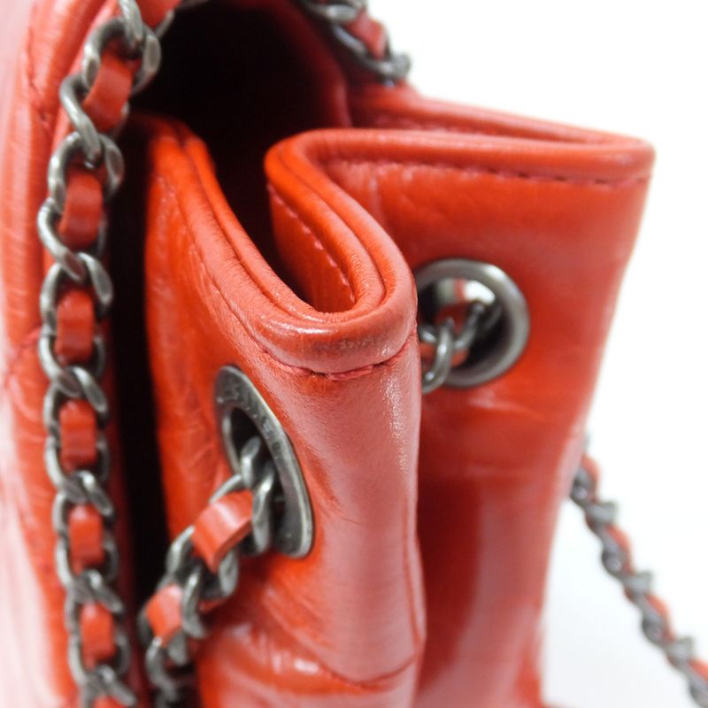 Chanel Matelasse Chain Shoulder Red Bag Coco Mark Vintage Silver