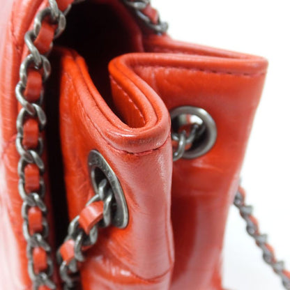 Chanel Matelasse Chain Shoulder Red Bag Coco Mark Vintage Silver