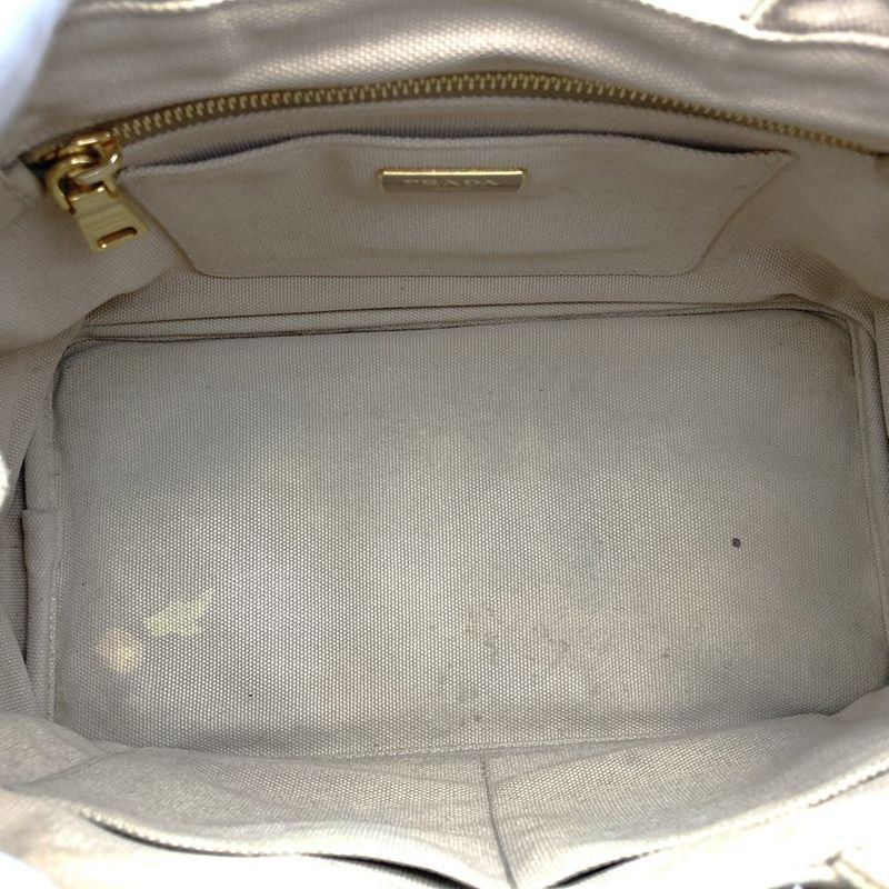 Prada Canapa Bijoux Tote Handbag Studded Canvas Beige Ivory Women's