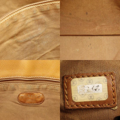 Chanel Logo Charm Leather Brown Women's Tote Bag