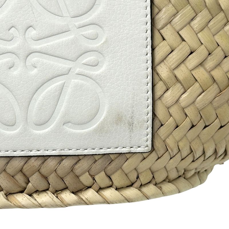 Loewe Bag Women's Brand Anagram Tote Leather Palm Leaf Basket Bag Small White