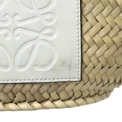 Loewe Bag Women's Brand Anagram Tote Leather Palm Leaf Basket Bag Small White