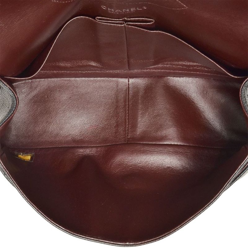 Chanel Matelasse 30 Shoulder Bag Caviar Skin A58600 Black Double Flap Large