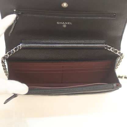 Chanel Ap0250 No 27 Black Caviar Skin Svhardware Chain Wallet With Coin Purse