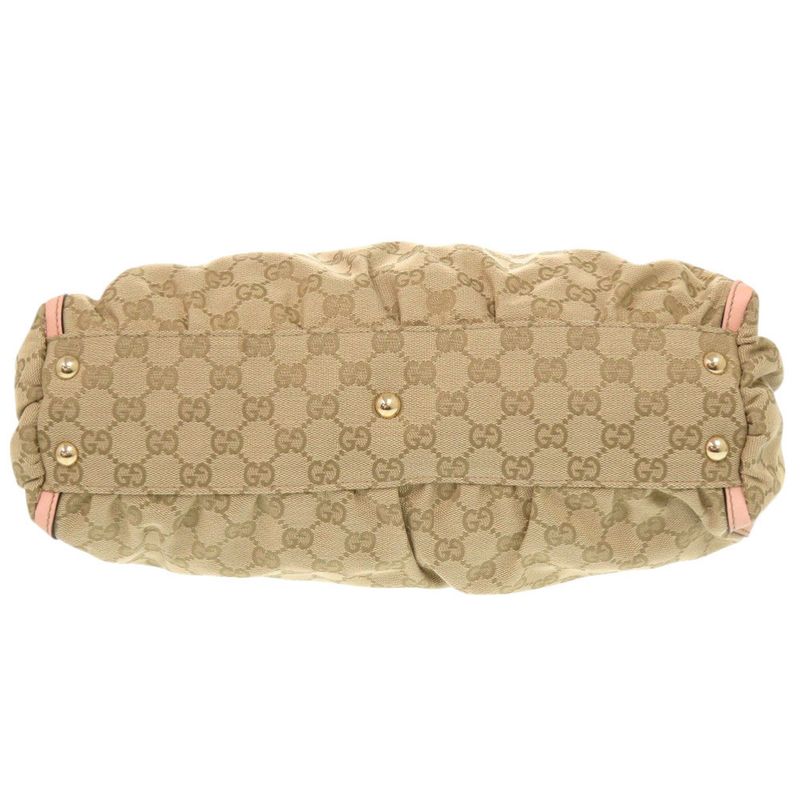 Gucci Abby GG Canvas Leather 189831 Beige Pink Handbag Tote Bag 0974 Gucci