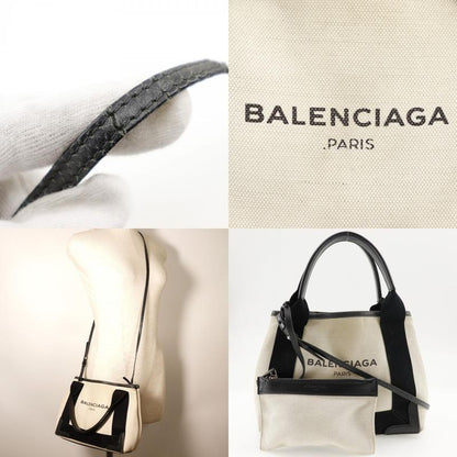 Balenciaga Navy Cabas Su XS Cotton Natural/black Women's Handbag
