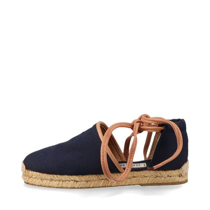 Hermes Canvas And Leather Espadrilles Women's 34 Navy Made In Spain