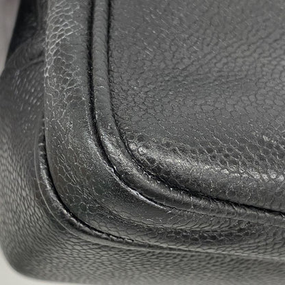 Chanel Shoulder Bag Caviar Skin Black Gold Hardware Women