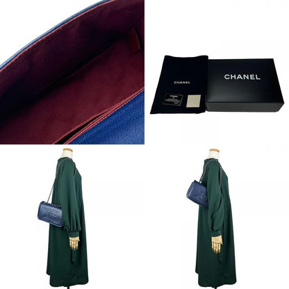 Chanel Shoulder Bag Matelasse Caviar Skin Navy Silver Hardware Decacoco W Chain