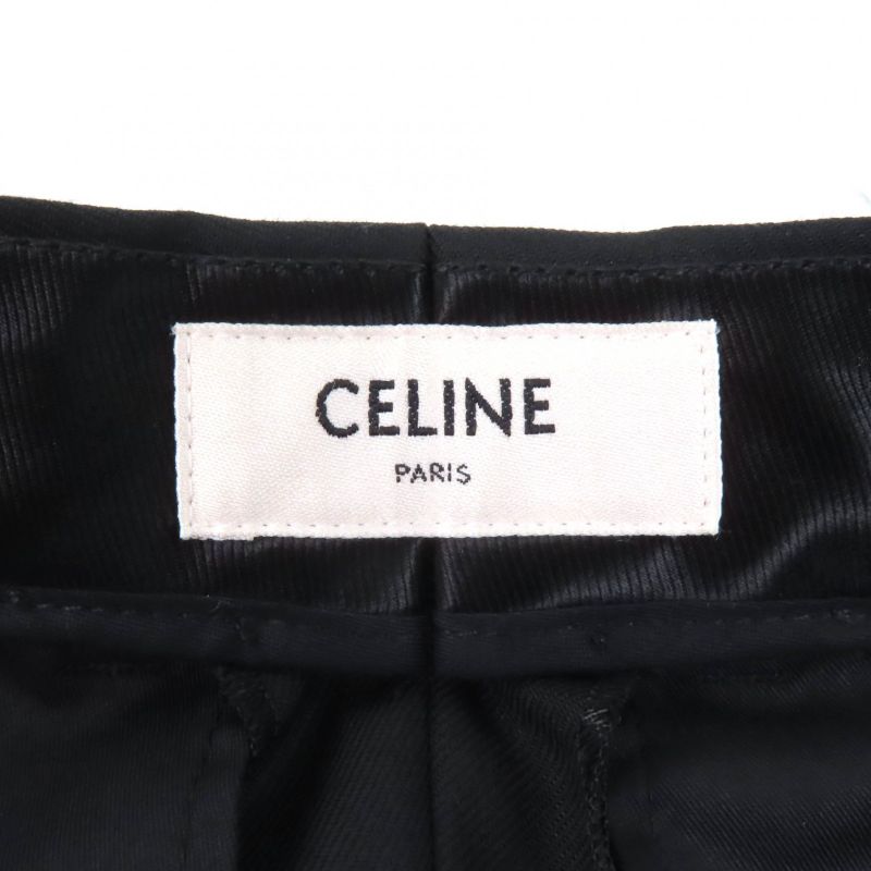 Celine 2p519673d 100% Wool Center Press Two Tuck Wide Pants Slacks Black 34