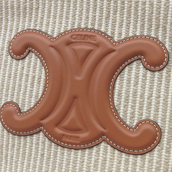 Celine 2way Bag Small Cabas Tice Leather Textile Beige Gold Hardware Shoulder