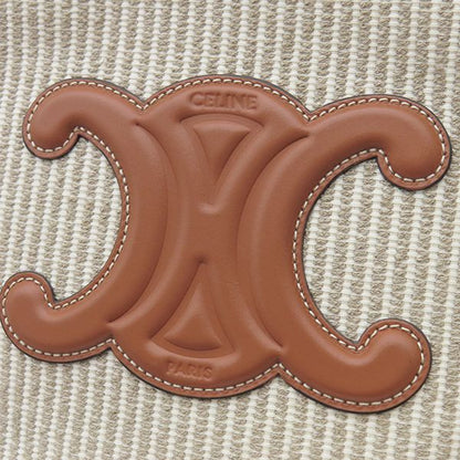 Celine 2way Bag Small Cabas Tice Leather Textile Beige Gold Hardware Shoulder