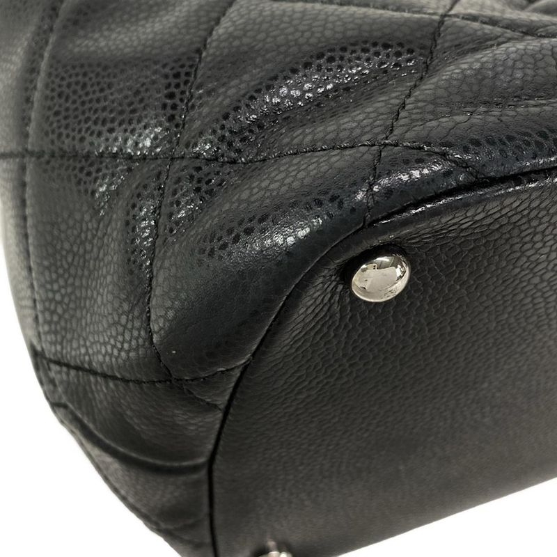 Chanel Tote Bag Matelasse Black Silver Hardware / Chain Shoulder