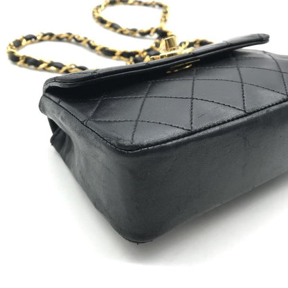 Chanel CC Logo Mini Quilted Lambskin Turnlock Chain Shoulder Bag Black