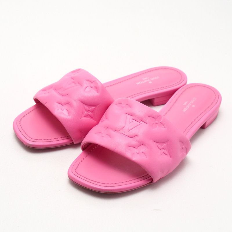 Louis Vuitton Revival Line Sandals Size 36 LV Monogram Logo Square Toe Made In