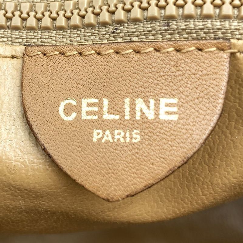 Celine Macadam Shoulder Bag Gold Hardware Vintage Pvc/leather Brown Women