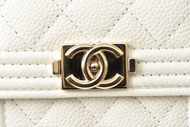 Chanel Wallet Trifold Chanel Mini Wallet Boy Chanel Caviar Skin Off White Gold