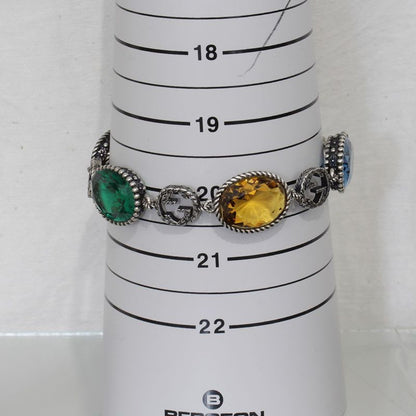 Gucci Multi-stone Bracelet Silver 925 Red Blue Yellow Green Men's E1036