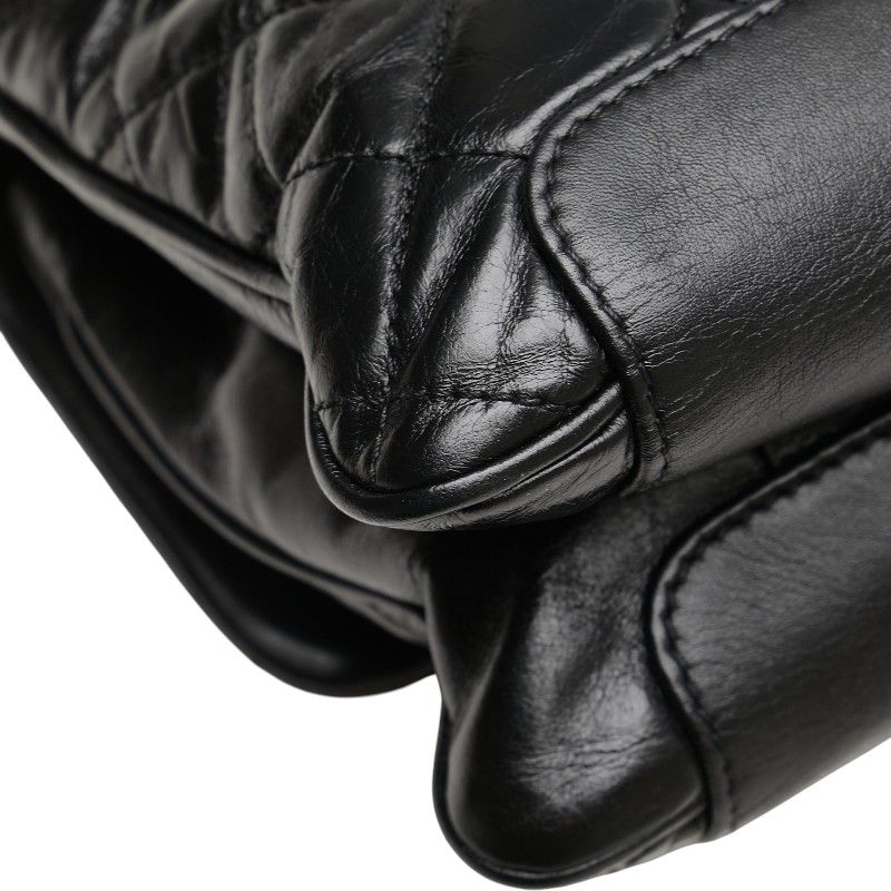 Chanel Coco Mark Matelasse Crossbody Chain Shoulder Bag Black Leather Women