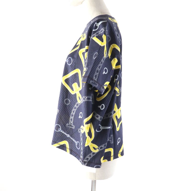 Hermes 2024 4h4641dh Kaleidoscope Effect Short Sleeve T-shirt Navy Yellow 40