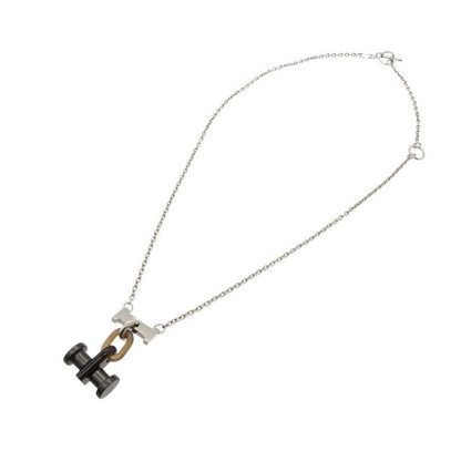 Hermes Mobile H Necklace Metal/buffalo Horn Silver/brown 0372 Hermes