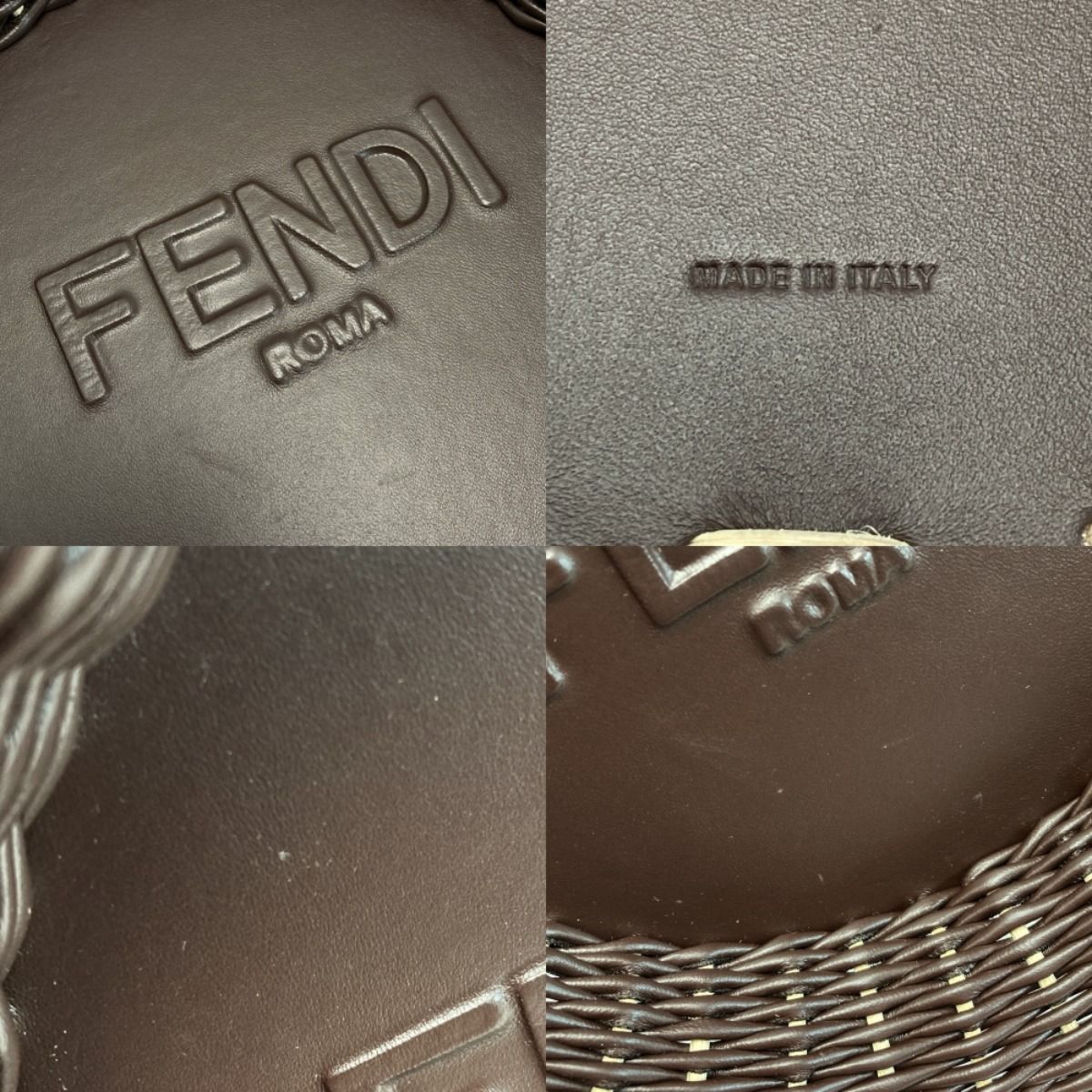 Fendi Ff Logo Underplate Tableware Collection Dark Brown Rattan/leather Box