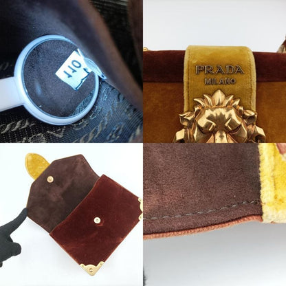 Prada Caye Lion Head Yellow And Brown Velour 1bd089110